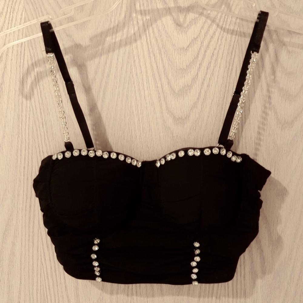 Haute Monde Rhinestone Studded Bra Size XS